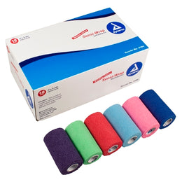 Dynarex Cohesive Bandage Sensi-Wrap 4 Inch X 5 Yard Self-Adherent Closure Red / Green / Purple / Dark Blue / Pink / Light Blue NonSterile Standard Compression - Case of 18 - 3184-CS