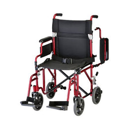 Nova Ortho-Med Transport Chair Aluminum Frame 300 lbs. Weight Capacity Desk Length / Padded / Removable / Reversible Arm Red Upholstery - Each - 349R-EA