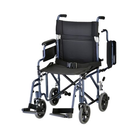 Nova Ortho-Med Transport Chair Aluminum Frame 300 lbs. Weight Capacity Desk Length / Padded / Removable / Reversible Arm Blue Upholstery - Each - 349B-EA