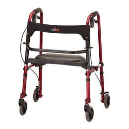 Nova Ortho-Med 4 Wheel Rollator Cruiser De-Light Red Adjustable Height / Folding Aluminum Frame - Each - 4010RD-EA