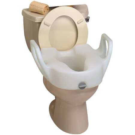 Maddak Raised Toilet Seat with Arms Lock-On™ 11-1/2 Inch Height White 300 lbs. Weight Capacity - Each - 725753111-EA