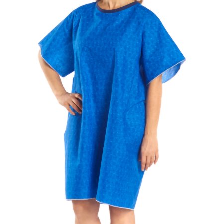 Salk Inc Patient Exam Gown TieBack™ One Size Fits Most Blue Marble Print Reusable - Each - 550BM-EA