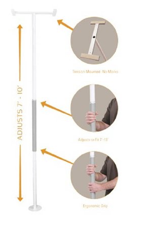 Stander Security Pole / Grab Bar White Powder-Coated Steel - Each - 1150-W-EA