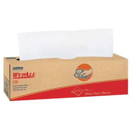 Kimberly Clark Task Wipe WypAll® L30 Light Duty White NonSterile Double Re-Creped 9-4/5 X 16-2/5 Inch Disposable - Case of 8 - 05800-CS