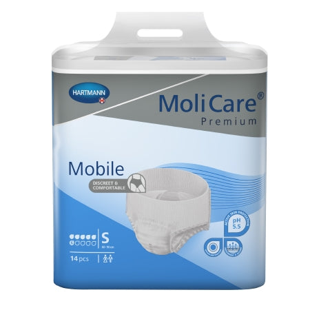 Hartmann Unisex Adult Absorbent Underwear MoliCare® Premium Mobile 6D Pull On with Tear Away Seams Small Disposable Moderate Absorbency - Bag of 14 - 915831-BG