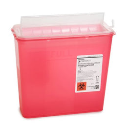 McKesson Sharps Container McKesson Prevent® Translucent Red Base 10-3/4 H X 10-1/2 W X 4-3/4 D Inch Horizontal Entry 1.25 Gallon - Box of 10 - 2262-BX