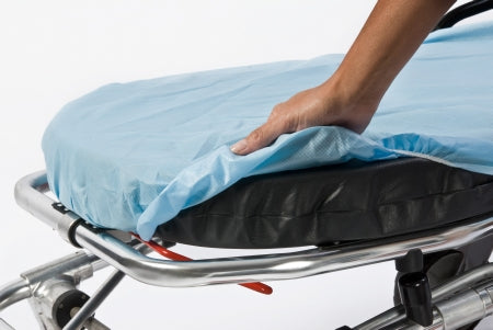 Graham Medical Products Stretcher Sheet Fitted Sheet 30 X 72 Inch Blue Nonwoven Fabric Disposable - Case of 50 - 65233-CS