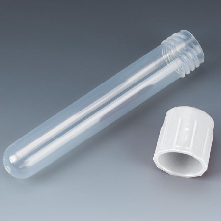 Globe Scientific Test Tube Round Bottom Plain 12 X 75 mm 5 mL White Screw Cap Polypropylene Tube - Case of 1000 - 6148W-CS