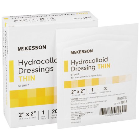 McKesson Thin Hydrocolloid Dressing McKesson 2 X 2 Inch Square - Box of 20 - 1882-BX