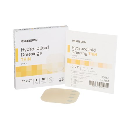McKesson Thin Hydrocolloid Dressing McKesson 4 X 4 Inch Square - Box of 10 - 1883-BX