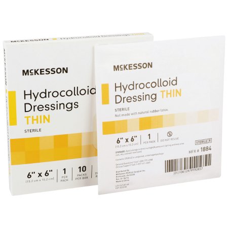 McKesson Thin Hydrocolloid Dressing McKesson 6 X 6 Inch Square - Case of 200 - 1884-CS