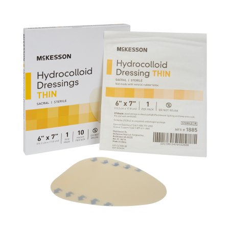 McKesson Thin Hydrocolloid Dressing McKesson 6 X 7 Inch Sacral - Box of 10 - 1885-BX