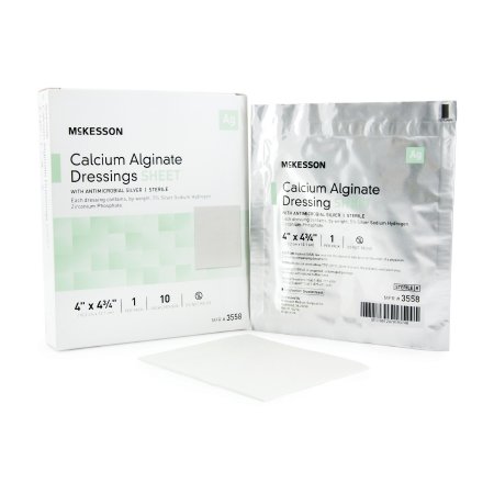 McKesson Silver Alginate Dressing McKesson 4 X 4-3/4 Inch Rectangle Sterile - Each - 3558-EA
