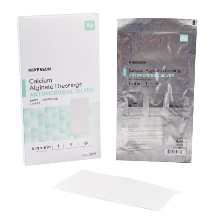 McKesson Silver Alginate Dressing McKesson 4 X 8 Inch Rectangle Sterile - Each - 3559-EA