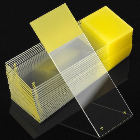 Globe Scientific Charged Microscope Slide Diamond® White Glass 25 X 75 X 1 mm Yellow Frosted End - Case of 1440 - 1358Y-CS
