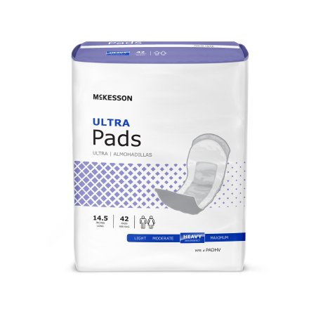 McKesson Bladder Control Pad McKesson Ultra 14-1/2 Inch Length Heavy Absorbency Polymer Core One Size Fits Most - Case of 4 - PADHV-CS