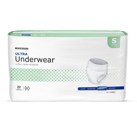 McKesson Unisex Adult Absorbent Underwear McKesson Ultra Pull On with Tear Away Seams Small Disposable Heavy Absorbency - Bag of 1 - UWBSM-BG