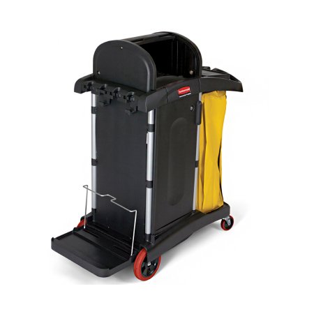 RJ Schinner Co Cleaning Cart Rubbermaid® Plastic / Aluminum 3 Shelves 22 X 48-1/4 X 53-1/2 Inch - Each - FG9T7500BLA-EA