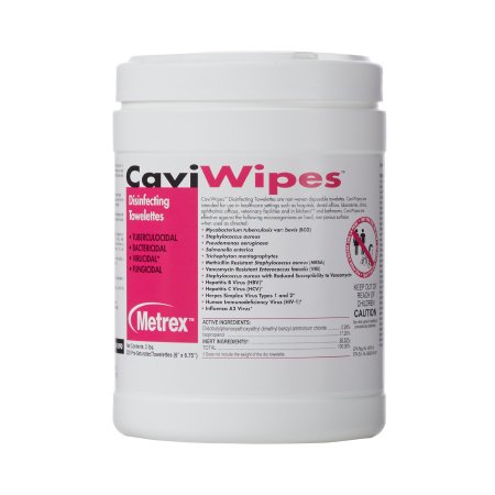 Metrex Research CaviWipes™ Surface Disinfectant Premoistened Alcohol Based Manual Pull Wipe 220 Count Canister Alcohol Scent NonSterile - CN/1 - 10-1090-CN