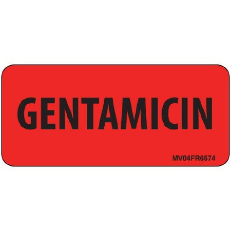 Precision Dynamics Drug Label MedVision® Anesthesia Label Gentamicin Red 1 X 2-1/4 Inch - Roll of 1 - MV04FR6574-RL