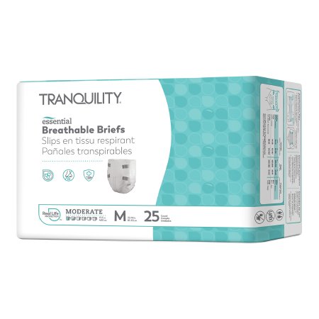 Principle Business Enterprises Unisex Adult Incontinence Brief Tranquility® Essential Medium Disposable Moderate Absorbency - Case of 100 - 2965-100-CS