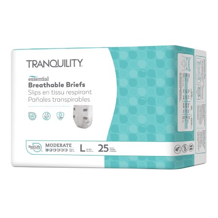 Principle Business Enterprises Unisex Adult Incontinence Brief Tranquility® Essential Large Disposable Moderate Absorbency - Case of 100 - 2966-100-CS