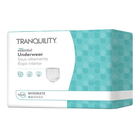 Principle Business Enterprises Unisex Adult Absorbent Underwear Tranquility® Essential Pull On with Tear Away Seams X-Large Disposable Moderate Absorbency - Bag of 25 - 2977-100-BG