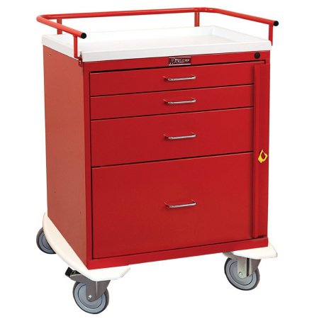 Harloff Emergency Crash Cart Classic Line 22 X 32 X 39.5 Inch Red (3)-3 Inch, (1)-6 Inch, (1)-9 Inch Drawer Configuration, 17 X 23 Inch Internal Drawer - Each - 6330-EA