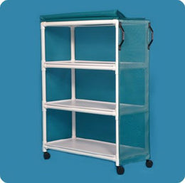IPU Linen Cart with Cover Standard Line 3 Shelves PVC 3 Inch Twin Casters - Each - VL LC3 L BLUE-EA