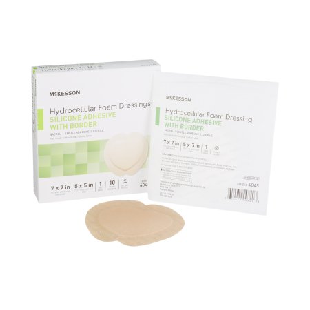 McKesson Foam Dressing McKesson 7 X 7 Inch With Border Film Backing Silicone Gel Adhesive Sacral Sterile - Each - 4845-EA