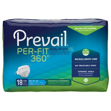First Quality Unisex Adult Incontinence Brief Prevail® Per-Fit 360Â°™ Large Disposable Heavy Absorbency - Bag of 18 - PFNG-013-BG