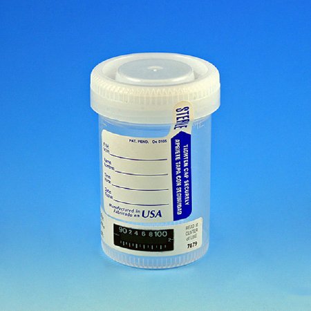 Globe Scientific Specimen Container with Temperature Strip 57 X 73 mm 90 mL (3 oz.) Screw Cap Patient Information Sterile - Case of 400 - 6238-CS