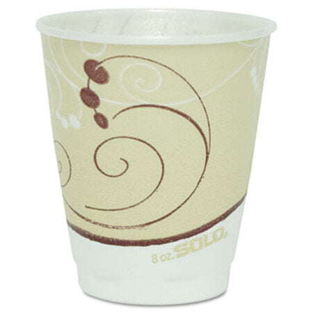 Dart® Trophy Plus Dual Temperature Insulated Cups in Symphony Design, 8 oz, Beige, 100/Pack - Pack of 1 - SCC-X8J8002PK-PK