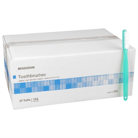 McKesson Toothbrush McKesson Green Adult Soft - Box of 144 - 959-BX