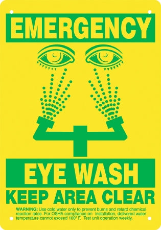 Medical Safety Systems Wall Sign First Aid Sign Benco Dental™ Emergency Eye Wash - Each - 815-99502223-EA