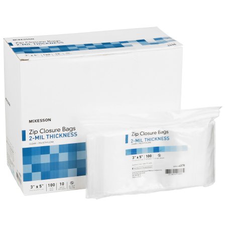 McKesson Reclosable Bag McKesson 3 X 5 Inch Polyethylene Clear Zipper Closure - Box of 10 - 4578-BX
