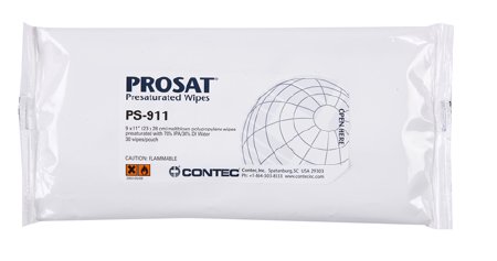 Contec Inc PROSAT® Surface Disinfectant Cleaner Premoistened Cleanroom Manual Pull Wipe 30 Count Pouch Alcohol Scent NonSterile - Case of 1500 - PS-911-CS
