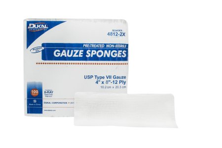 Dukal Gauze Sponge Dukal™ 4 X 8 Inch 100 per Pack NonSterile 12-Ply Rectangle - Case of 2000 - 4812-2X-CS