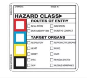 Medical Safety Systems Pre-Printed Label WorkSafe™ Warning Label White Hazard Class Routes of Entry Black / Color Block Biohazard 2 X 2 Inch - Box of 25 - 510-51020025-BX