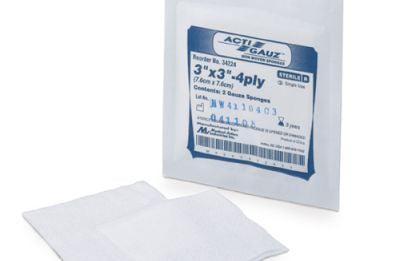 Medical Action Industries Nonwoven Sponge Acti-Gauze® 2 X 2 Inch 2 per Pouch Sterile 4-Ply Square - Case of 1500 - 24230-CS