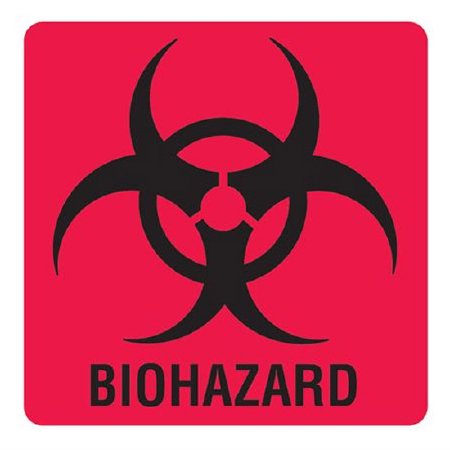 Market Lab Inc Pre-Printed Label Warning Label Red Vinyl BIOHAZARD Black Biohazard 6 X 6 Inch - Each - 1019-EA