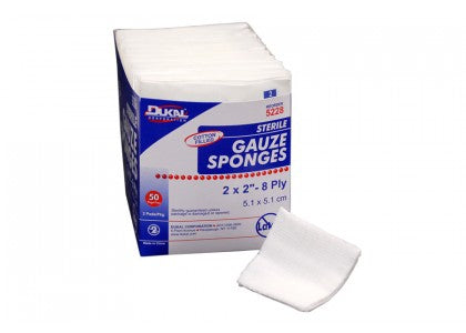 Dukal Gauze Sponge Dukal™ 2 X 2 Inch 200 per Bag Sterile 8-Ply Square - Box of 5000 - 2283-BX
