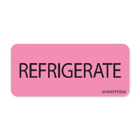 Precision Dynamics Pre-Printed Label MedVision® Auxiliary Label Pink Paper REFRIGERATE Black Temperature Control 1 X 2-1/4 Inch - Each - MV04FP0936-EA