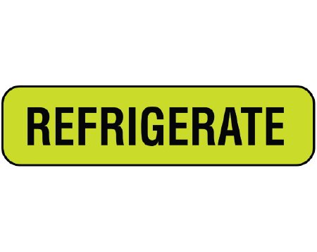Shamrock Scientific Pre-Printed Label Shamrock Auxiliary Label Chartreuse Vac REFRIGERATE Black Temperature Control 5/16 X 1-1/4 Inch - Roll of 500 - UPCR-1034-RL