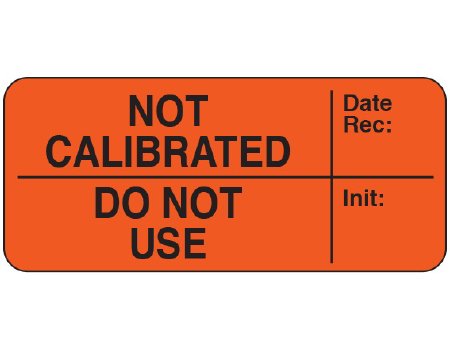 Shamrock Scientific Pre-Printed Label Shamrock Advisory Label Red NOT CALIBRATED Date Rec: / DO NOT USE Init: Black Quality Control Label 1 X 2-1/4 Inch - Roll of 500 - UPCR-6037-RL