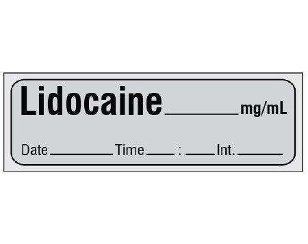 Shamrock Scientific Drug Label Shamrock Anesthesia Label LIDOCAINE _____ mg / mL / Date _____ Time _____ Int. _____ Gray 1/2 X 1 Inch - Each - SA-300-DTI-PRE-EA