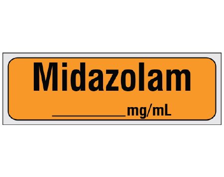 Shamrock Scientific Drug Label Shamrock Anesthesia Label Midazolam_mg/mL Orange 1/2 X 1 Inch - Roll of 500 - SA-212-PRE-RL