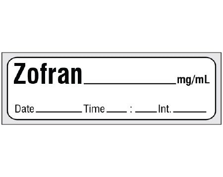 Shamrock Scientific Drug Label Shamrock Anesthesia Label ZOFRAN _____ mg / mL / Date _____ Time _____ Int. _____ White 1/2 X 1 Inch - Roll of 500 - SA-3241-DTI-PRE-RL