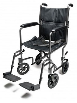 Graham-Field Transport Chair Steel Frame Full Length / Padded Arm Black Upholstery - Each - EJ795-1-EA
