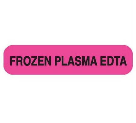 Market Lab Inc Pre-Printed Label Laboratory Use Pink Paper FROZEN PLASMA EDTA Black Temperature Control 37-100 X 11-31/50 Inch - Box of 1000 - 6777-BX